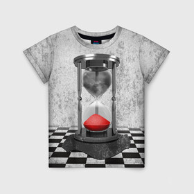 Детская футболка 3D с принтом Часы Жизни в Курске, 100% гипоаллергенный полиэфир | прямой крой, круглый вырез горловины, длина до линии бедер, чуть спущенное плечо, ткань немного тянется | clock | life | жизнь | песок | судьба | шахматы