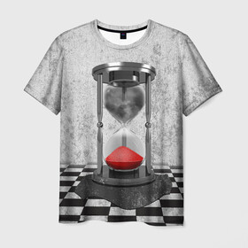 Мужская футболка 3D с принтом Часы Жизни в Курске, 100% полиэфир | прямой крой, круглый вырез горловины, длина до линии бедер | clock | life | жизнь | песок | судьба | шахматы