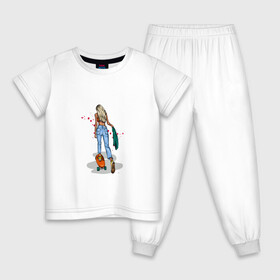Детская пижама хлопок с принтом Девушка на скейте в Курске, 100% хлопок |  брюки и футболка прямого кроя, без карманов, на брюках мягкая резинка на поясе и по низу штанин
 | Тематика изображения на принте: блондинка | девушка | джинсы | скейт | спорт | фитоняша