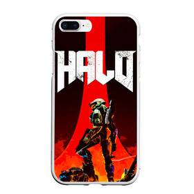 Чехол для iPhone 7Plus/8 Plus матовый с принтом HALO x DOOM в Курске, Силикон | Область печати: задняя сторона чехла, без боковых панелей | doom | game | games | halo | heilo | master chif | spartan | дум | игра | игры | ковенант | ковенанты | мастер чиф | спартанец | хало | хейло | хэйло