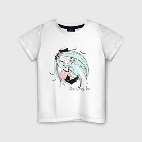 Детская футболка хлопок с принтом Милая Лола с корабликом в Курске, 100% хлопок | круглый вырез горловины, полуприлегающий силуэт, длина до линии бедер | девушка | кораблик | лола | малышка | милашка | мультяшка | цветы | чайки