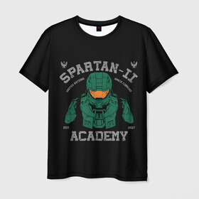 Мужская футболка 3D с принтом Spartan - 2 Academy в Курске, 100% полиэфир | прямой крой, круглый вырез горловины, длина до линии бедер | game | games | halo | heilo | master chif | spartan | игра | игры | ковенант | ковенанты | мастер чиф | спартанец | хало | хейло | хэйло