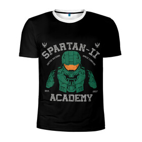 Мужская футболка 3D спортивная с принтом Spartan - 2 Academy в Курске, 100% полиэстер с улучшенными характеристиками | приталенный силуэт, круглая горловина, широкие плечи, сужается к линии бедра | Тематика изображения на принте: game | games | halo | heilo | master chif | spartan | игра | игры | ковенант | ковенанты | мастер чиф | спартанец | хало | хейло | хэйло