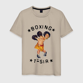 Мужская футболка хлопок с принтом боксер в Курске, 100% хлопок | прямой крой, круглый вырез горловины, длина до линии бедер, слегка спущенное плечо. | box | boxing | боксер | боксерские перчатки | маленький боксер | малыш в перчатках | мальчик