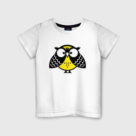 Детская футболка хлопок с принтом Удивленная сова в Курске, 100% хлопок | круглый вырез горловины, полуприлегающий силуэт, длина до линии бедер | owl | owls | сова | совушка | совы | филин | фраза | юмор