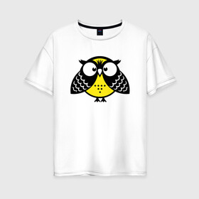 Женская футболка хлопок Oversize с принтом Удивленная сова в Курске, 100% хлопок | свободный крой, круглый ворот, спущенный рукав, длина до линии бедер
 | owl | owls | сова | совушка | совы | филин | фраза | юмор