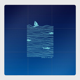 Магнитный плакат 3Х3 с принтом Акулы в море в Курске, Полимерный материал с магнитным слоем | 9 деталей размером 9*9 см | акула | лето | лодка | море | океан | отдых | отпуск | парус | парусник | плавание