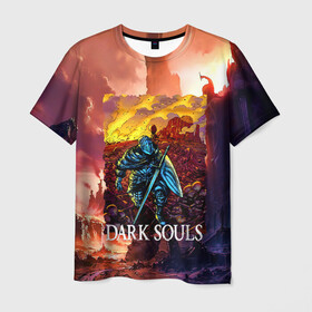 Мужская футболка 3D с принтом DARKSOULS | RPG в Курске, 100% полиэфир | прямой крой, круглый вырез горловины, длина до линии бедер | dark souls | darksouls | tegunvte | темные души