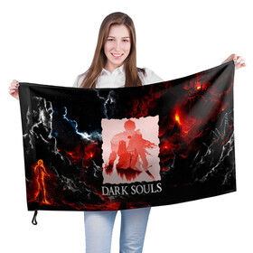 Флаг 3D с принтом DARKSOULS GAME в Курске, 100% полиэстер | плотность ткани — 95 г/м2, размер — 67 х 109 см. Принт наносится с одной стороны | Тематика изображения на принте: dark souls | darksouls | tegunvte | темные души