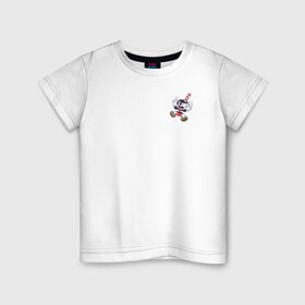 Детская футболка хлопок с принтом Сuphead в Курске, 100% хлопок | круглый вырез горловины, полуприлегающий силуэт, длина до линии бедер | cuphead | game | illustration | mugman