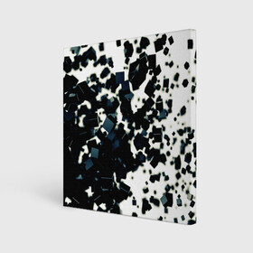 Холст квадратный с принтом KUBIKI в Курске, 100% ПВХ |  | bricks | абстракция | кубики | молодежное | пестрое | черно белое