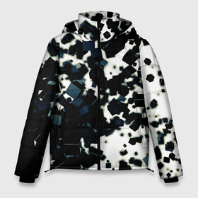 Мужская зимняя куртка 3D с принтом KUBIKI в Курске, верх — 100% полиэстер; подкладка — 100% полиэстер; утеплитель — 100% полиэстер | длина ниже бедра, свободный силуэт Оверсайз. Есть воротник-стойка, отстегивающийся капюшон и ветрозащитная планка. 

Боковые карманы с листочкой на кнопках и внутренний карман на молнии. | Тематика изображения на принте: bricks | абстракция | кубики | молодежное | пестрое | черно белое