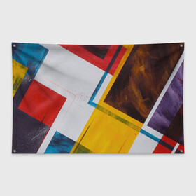 Флаг-баннер с принтом KVADRO в Курске, 100% полиэстер | размер 67 х 109 см, плотность ткани — 95 г/м2; по краям флага есть четыре люверса для крепления | geometry | абстракция | квадраты | пестрое | хайп | цветное