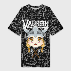 Платье-футболка 3D с принтом Valheim Girl в Курске,  |  | fantasy | mmo | valheim | valve | валхейм | вальхейм | викинги | выживалка | игра | королевская битва | ммо | ролевая игра | фэнтази