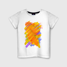 Детская футболка хлопок с принтом Яркость красок в Курске, 100% хлопок | круглый вырез горловины, полуприлегающий силуэт, длина до линии бедер | art | orange | print | брызги | краски | принт | пятна | творчество | яркость