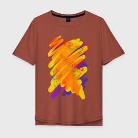 Мужская футболка хлопок Oversize с принтом Яркость красок в Курске, 100% хлопок | свободный крой, круглый ворот, “спинка” длиннее передней части | art | orange | print | брызги | краски | принт | пятна | творчество | яркость