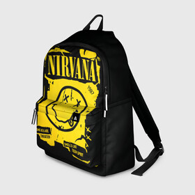 Рюкзак 3D с принтом Nirvana 1987 в Курске, 100% полиэстер | лямки с регулируемой длиной, сверху петелька, чтобы рюкзак можно было повесить на вешалку. Основное отделение закрывается на молнию, как и внешний карман. Внутри два дополнительных кармана, один из которых закрывается на молнию. По бокам два дополнительных кармашка | album | curt | kobain | logo | music | nevermind | nirvana | rock | smells like | smile | teen spirit | альбом | гитара | курт кобейн | логотип | музыка | невермайнд | нирвана | рок | смайл | стикер