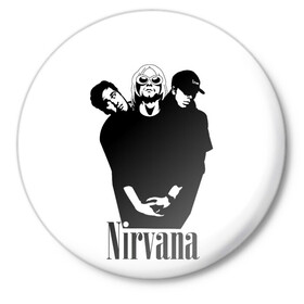 Значок с принтом Nirvana Группа в Курске,  металл | круглая форма, металлическая застежка в виде булавки | album | curt | kobain | music | nevermind | nirvana | rock | smells like | teen spirit | альбом | гитара | курт кобейн | музыка | невермайнд | нирвана | рок