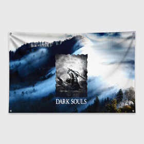 Флаг-баннер с принтом DARKSOULS WINTER в Курске, 100% полиэстер | размер 67 х 109 см, плотность ткани — 95 г/м2; по краям флага есть четыре люверса для крепления | dark souls | darksouls | tegunvte | темные души
