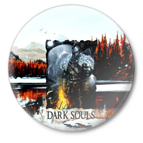 Значок с принтом DARK SOULS NEW в Курске,  металл | круглая форма, металлическая застежка в виде булавки | dark souls | darksouls | tegunvte | темные души