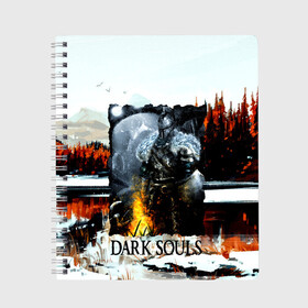 Тетрадь с принтом DARK SOULS NEW в Курске, 100% бумага | 48 листов, плотность листов — 60 г/м2, плотность картонной обложки — 250 г/м2. Листы скреплены сбоку удобной пружинной спиралью. Уголки страниц и обложки скругленные. Цвет линий — светло-серый
 | Тематика изображения на принте: dark souls | darksouls | tegunvte | темные души