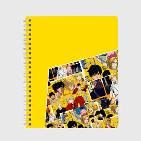 Тетрадь с принтом Banana Fish в Курске, 100% бумага | 48 листов, плотность листов — 60 г/м2, плотность картонной обложки — 250 г/м2. Листы скреплены сбоку удобной пружинной спиралью. Уголки страниц и обложки скругленные. Цвет линий — светло-серый
 | banana fish | аниме | банана фиш | банановая рыба | приключение | эш