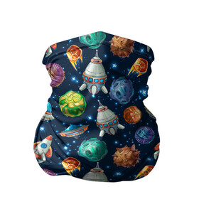 Бандана-труба 3D с принтом Мультяшные планеты в Курске, 100% полиэстер, ткань с особыми свойствами — Activecool | плотность 150‒180 г/м2; хорошо тянется, но сохраняет форму | space | арт | звезды | корабли | космос | планеты | ракеты | созвездия
