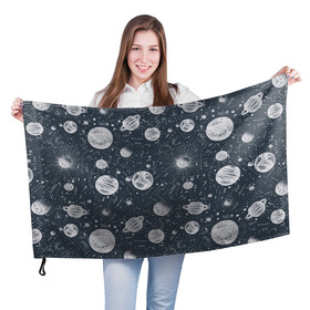 Флаг 3D с принтом Звезды, планеты и созвездия в Курске, 100% полиэстер | плотность ткани — 95 г/м2, размер — 67 х 109 см. Принт наносится с одной стороны | space | арт | звезды | кометы | космос | метеориты | планеты | созвездия