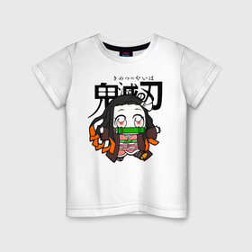 Детская футболка хлопок с принтом Незуко Камадо Kimetsu no Yaiba в Курске, 100% хлопок | круглый вырез горловины, полуприлегающий силуэт, длина до линии бедер | demon slayer | kamado | kimetsu no yaiba | nezuko | tanjiro | аниме | гию томиока | зеницу агацума | иноске хашибира | камадо | клинок | корзинная девочка | манга | музан кибуцуджи | незуко | рассекающий демонов | танджиро