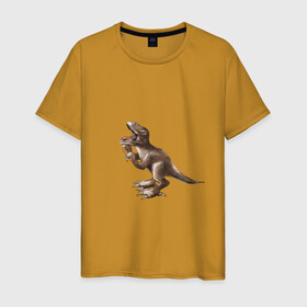 Мужская футболка хлопок с принтом Тираннозавр в Курске, 100% хлопок | прямой крой, круглый вырез горловины, длина до линии бедер, слегка спущенное плечо. | арт | динозавры | принт | рекс | юрский период