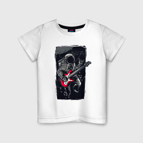 Детская футболка хлопок с принтом Астронавт музыкант в Курске, 100% хлопок | круглый вырез горловины, полуприлегающий силуэт, длина до линии бедер | Тематика изображения на принте: астронавт | астронавт музыкант | космонавт | космос
