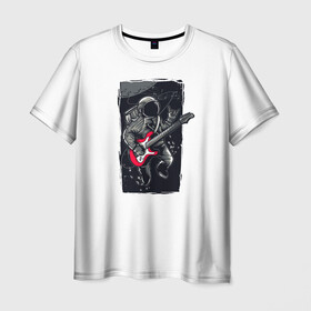 Мужская футболка 3D с принтом Астронавт музыкант в Курске, 100% полиэфир | прямой крой, круглый вырез горловины, длина до линии бедер | Тематика изображения на принте: астронавт | астронавт музыкант | космонавт | космос