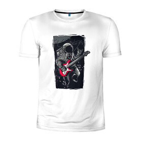 Мужская футболка 3D спортивная с принтом Астронавт музыкант в Курске, 100% полиэстер с улучшенными характеристиками | приталенный силуэт, круглая горловина, широкие плечи, сужается к линии бедра | Тематика изображения на принте: астронавт | астронавт музыкант | космонавт | космос