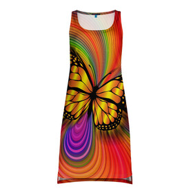 Платье-майка 3D с принтом Абстракция бабочки в Курске, 100% полиэстер | полуприлегающий силуэт, широкие бретели, круглый вырез горловины, удлиненный подол сзади. | butterfly | абстракция | бабочка | насекомое | чешуекрылое