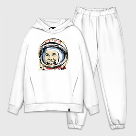 Мужской костюм хлопок OVERSIZE с принтом Быть первым как Юрий Гагарин в Курске,  |  | астронавт | восток1 | гагарин | земля | космонавт | космос | планеты | юрий