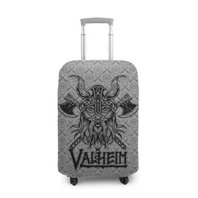 Чехол для чемодана 3D с принтом Valheim Viking dark в Курске, 86% полиэфир, 14% спандекс | двустороннее нанесение принта, прорези для ручек и колес | fantasy | mmo | valheim | valve | валхейм | вальхейм | викинги | выживалка | игра | королевская битва | ммо | ролевая игра | фэнтази