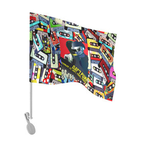 Флаг для автомобиля с принтом Daft Punk Records в Курске, 100% полиэстер | Размер: 30*21 см | by craig drake | daft punk | madeinkipish | thomas bangalter | дафт панк | маски | тома и ги мануэль