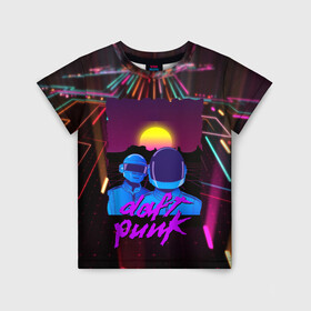 Детская футболка 3D с принтом Daft Punk Electrix в Курске, 100% гипоаллергенный полиэфир | прямой крой, круглый вырез горловины, длина до линии бедер, чуть спущенное плечо, ткань немного тянется | by craig drake | daft punk | madeinkipish | thomas bangalter | дафт панк | маски | тома и ги мануэль