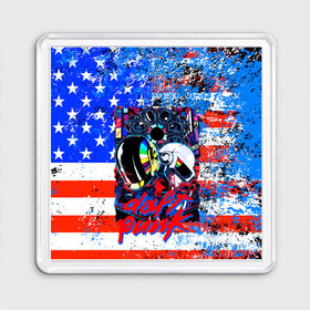 Магнит 55*55 с принтом Daft Punk american dream в Курске, Пластик | Размер: 65*65 мм; Размер печати: 55*55 мм | by craig drake | daft punk | madeinkipish | thomas bangalter | дафт панк | маски | тома и ги мануэль