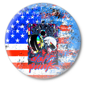 Значок с принтом Daft Punk american dream в Курске,  металл | круглая форма, металлическая застежка в виде булавки | by craig drake | daft punk | madeinkipish | thomas bangalter | дафт панк | маски | тома и ги мануэль