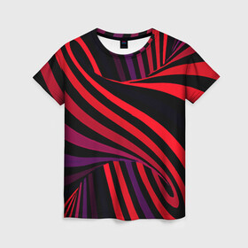 Женская футболка 3D с принтом Оптическая иллюзия в Курске, 100% полиэфир ( синтетическое хлопкоподобное полотно) | прямой крой, круглый вырез горловины, длина до линии бедер | абстракция | геометрия | градиент | иллюзия | линии | спираль | труба