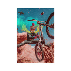 Обложка для паспорта матовая кожа с принтом Riders Republic в Курске, натуральная матовая кожа | размер 19,3 х 13,7 см; прозрачные пластиковые крепления | Тематика изображения на принте: riders republic | велосипед | гонки | игра | человек | экстрим