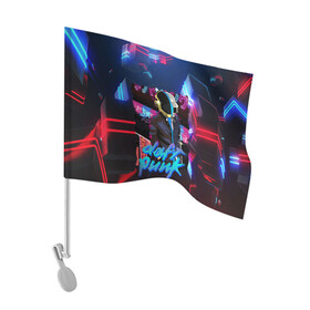 Флаг для автомобиля с принтом daft punk neon rock в Курске, 100% полиэстер | Размер: 30*21 см | by craig drake | daft punk | madeinkipish | thomas bangalter | дафт панк | маски | тома и ги мануэль