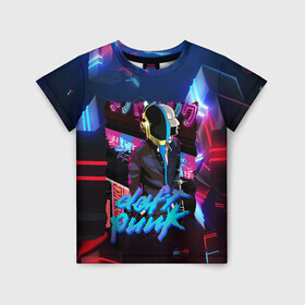 Детская футболка 3D с принтом daft punk neon rock в Курске, 100% гипоаллергенный полиэфир | прямой крой, круглый вырез горловины, длина до линии бедер, чуть спущенное плечо, ткань немного тянется | by craig drake | daft punk | madeinkipish | thomas bangalter | дафт панк | маски | тома и ги мануэль