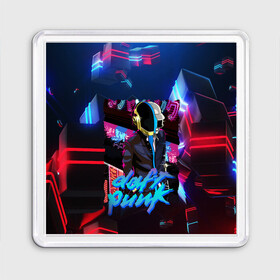 Магнит 55*55 с принтом daft punk neon rock в Курске, Пластик | Размер: 65*65 мм; Размер печати: 55*55 мм | by craig drake | daft punk | madeinkipish | thomas bangalter | дафт панк | маски | тома и ги мануэль