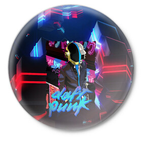 Значок с принтом daft punk neon rock в Курске,  металл | круглая форма, металлическая застежка в виде булавки | Тематика изображения на принте: by craig drake | daft punk | madeinkipish | thomas bangalter | дафт панк | маски | тома и ги мануэль