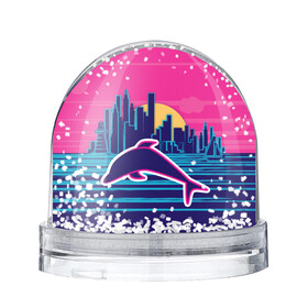 Снежный шар с принтом Ретро дельфин в Курске, Пластик | Изображение внутри шара печатается на глянцевой фотобумаге с двух сторон | город | дельфин | закат | море | ретро