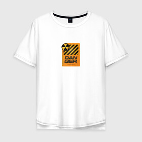 Мужская футболка хлопок Oversize с принтом DANGER в Курске, 100% хлопок | свободный крой, круглый ворот, “спинка” длиннее передней части | внимание | знак опасности | опасность | полосы | радиоактивный | стоять