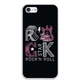 Чехол для iPhone 5/5S матовый с принтом Rock star в Курске, Силикон | Область печати: задняя сторона чехла, без боковых панелей | rock | rock star | rockn roll | star | гитара | рок | рокер | рокнролл | шум