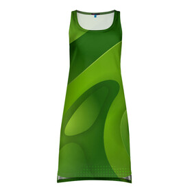 Платье-майка 3D с принтом 3d Green abstract в Курске, 100% полиэстер | полуприлегающий силуэт, широкие бретели, круглый вырез горловины, удлиненный подол сзади. | luxury | versace | vip | абстракция | версаче | вип | паттерн | роскошь | текстуры